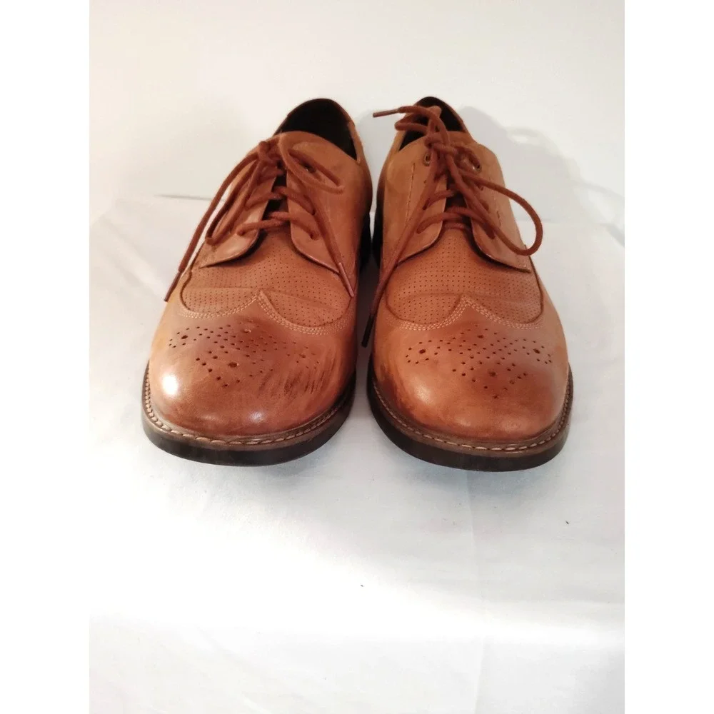 Rockport Men 13 Brown Leather Derby  TruTech Heel Comfort Old Money Dress Shoes